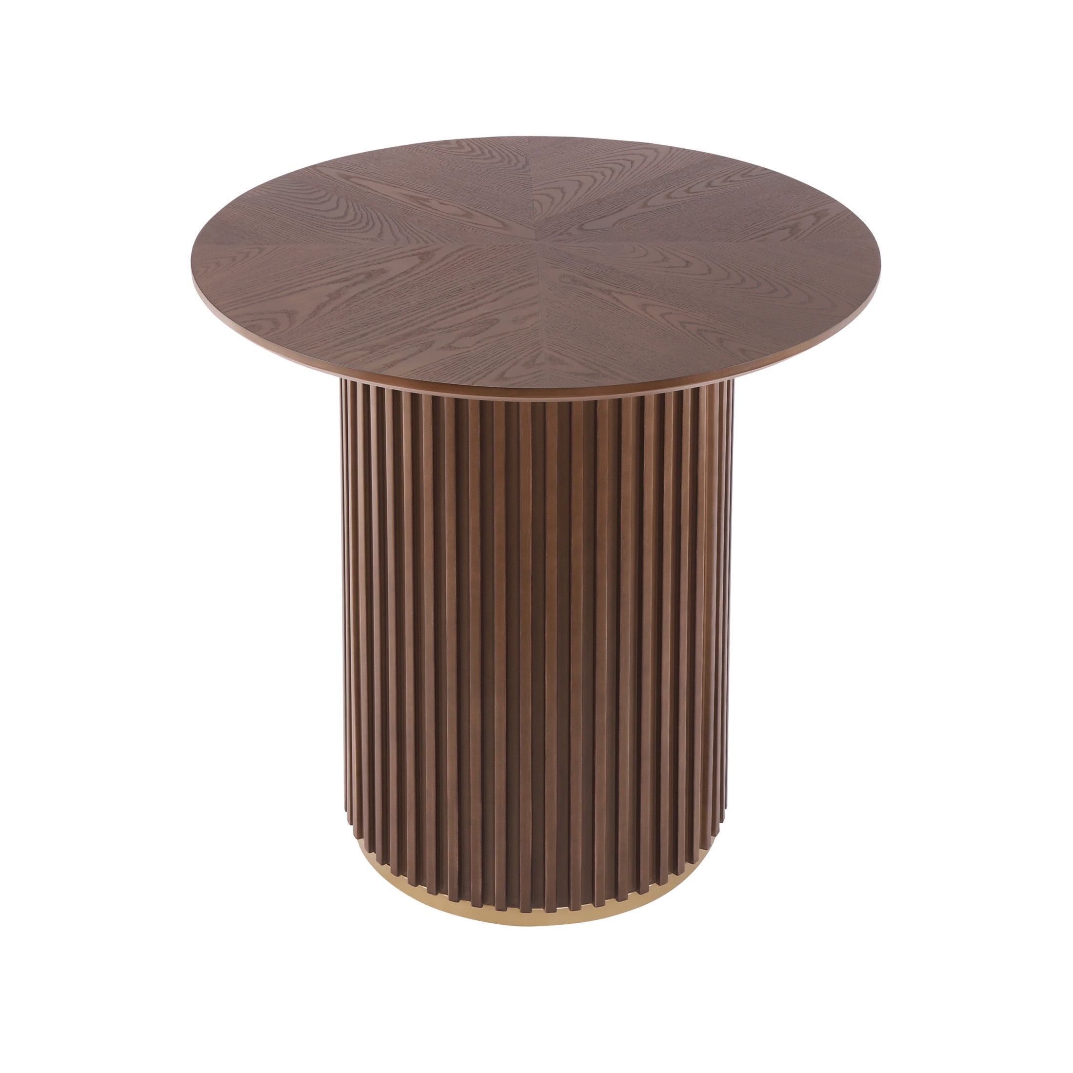 Christopher Knight Home 36.6"H Modern Round Counter Height Dining Table, Iron Fluted Base, Walnut