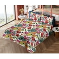 thumbnail image 4 of Ambesonne Alstroemeria Fitted & Flat Sheet with Shams 4 Pcs Set, Watercolor Round Spots, Queen, Purpleblue Multicolor, 4 of 5
