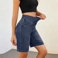 thumbnail image 2 of QSAWXQZ Women's Stretchy Denim Shorts Mid Elastic Waist Slim Solid Soft Casual Shorts with Pockets for Summer Wear M, 2 of 9