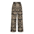 thumbnail image 4 of MYAOYI Women's Loose Flowy Palazzo Pants, Damask Print Elastic High Waist Casual Trousers, 4 of 7