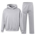 thumbnail image 4 of Zylarhe Male Casual Solid Two Piece Hooded Sports Suit Pocket Raglan Sleeve Hoodies Drawstring Pant Set Suit Jacket for Big Men, 4 of 6