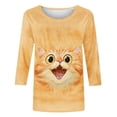 thumbnail image 5 of thefmos Women's Round Neck Animal Print Blouse 3/4 Sleeve Solid Color Casual Pullover Tops Fashion Spring Fall Outfit, Multicolor 5XL, 5 of 5
