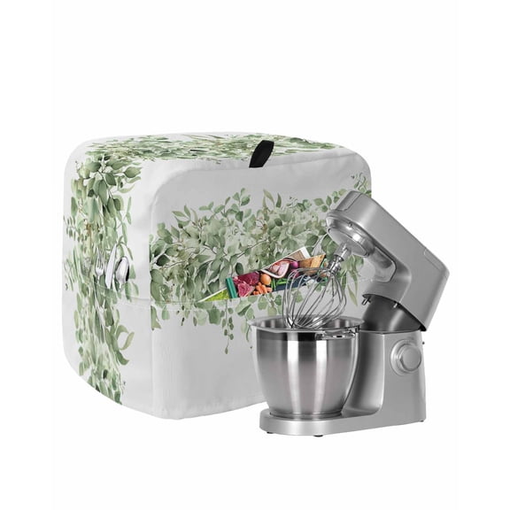 Sage Green Eucalyptus Leaves Stand Mixer Dust Cover with Storage Pocket & Handles,Spring Summer Botanical Floral Fits All Tilt Head & Bowl Lift Kitchen Appliance Cover Organizer Bag,6-8 Quart