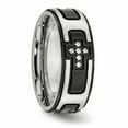 thumbnail image 5 of Chisel Stainless Steel Polished Black Ip-plated with CZ Cross Wedding Band Size 11.5  Men, 5 of 7