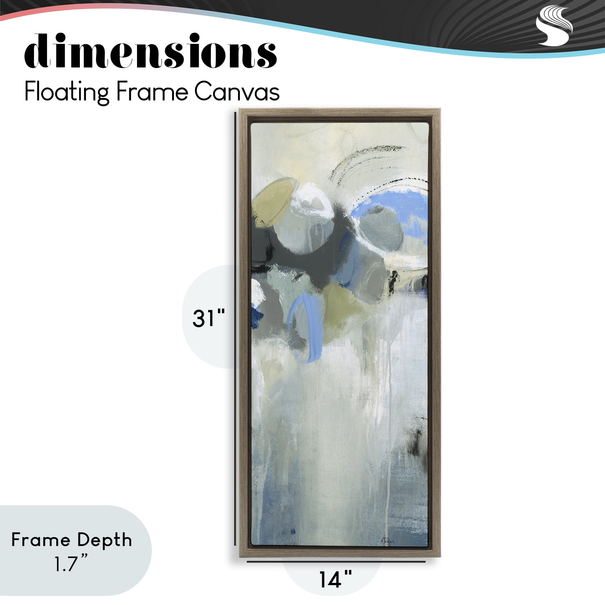 Stupell Industries Beige & Blue Dapples Brown Framed Floater Canvas Wall Art, design by Lisa Ridgers
