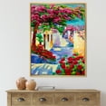 thumbnail image 2 of Designart 'Colorful Traditional Santorini Houses Among Flowers' Nautical & Coastal Framed Canvas Wall Art Print, 2 of 5