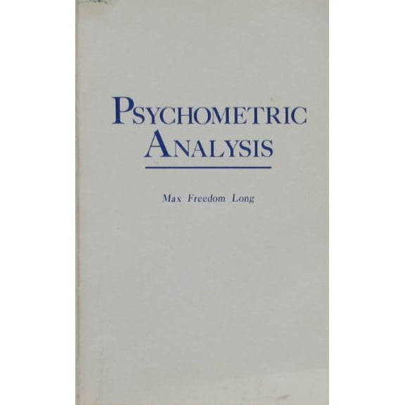 Pre-Owned Psychometric Analysis (Hardcover) 087516045X 9780875160450