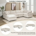 thumbnail image 4 of Harper & Bright Designs U Shape Sectional Sofa with Removable Ottomans, Modern Upholstered 6 Seater Corner Couch for Living Rooms, 100.4" Beige, 4 of 17