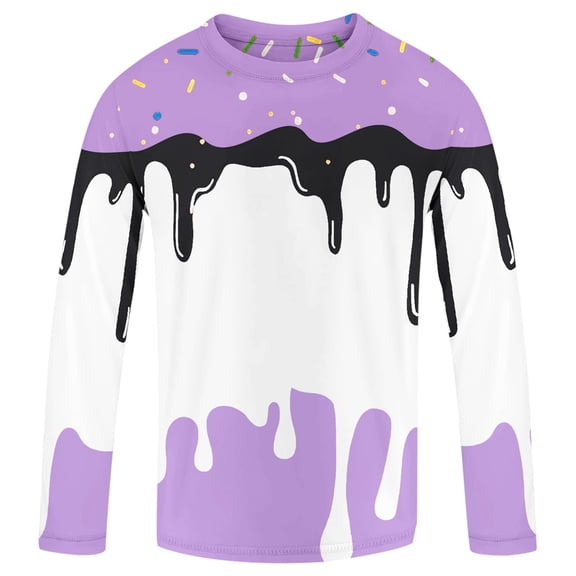 Bjutir Child Boys Fall T Shirts Long Sleeve Ice Cream Print Pullover Tops Relaxed Fit Street Wear Tees Size 3-14 Years
