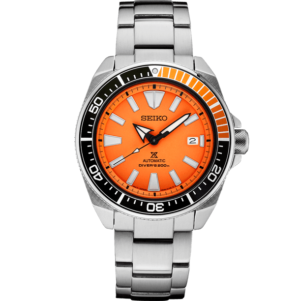 Seiko Prospex SRPC07 Samurai Orange Dial 44mm Steel Date Automatic  Men's Watch 