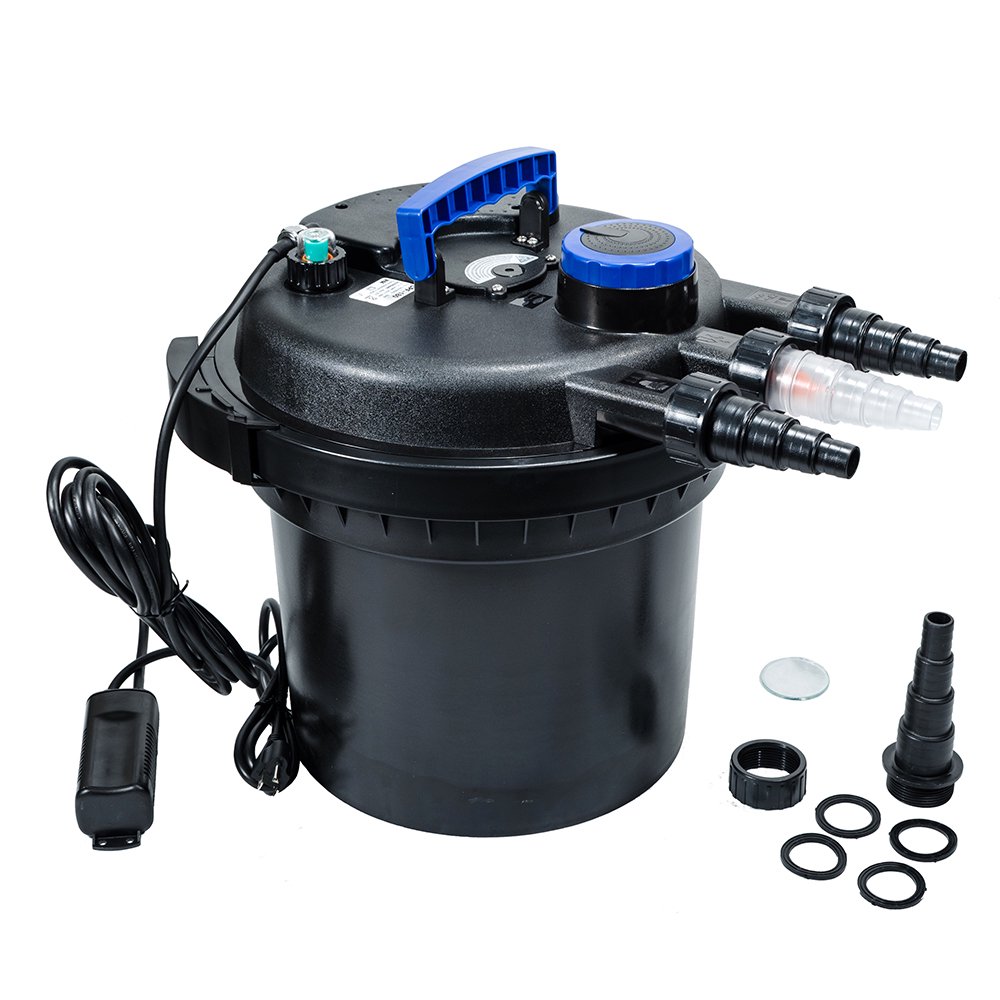 iMeshbean 5000 GPH Pressure Bio Filter w/ 18W UV Sterilizer Light Koi Fish Pond Pump USA