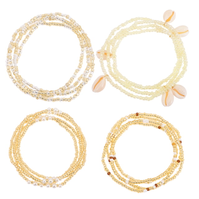 Miangastore Chaîne de Taille pour Femmes Multi Verre 4 Pcs 15.7X0.6X0.1In