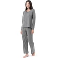 thumbnail image 5 of Fruit of the Loom Women's Long Sleeve Tee and Pant 2 Piece Sleep Set, Heather Grey, 4X, 5 of 6