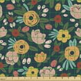 thumbnail image 2 of Ambesonne Floral Fabric by the Yard Upholstery, Spring Garden Flowers Leaves, 2 Yards, Multicolor, 2 of 5