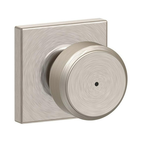 Schlage F40 BWE 619 COL Collins Trim Bowery Bed and Bath Knob, Satin Nickel