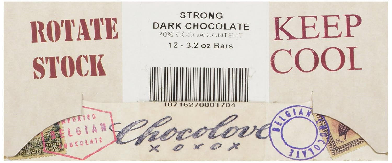 Chocolove Strong Premium Dark Chocolate Bar, (90 G) 3.2oz (6 Pack)