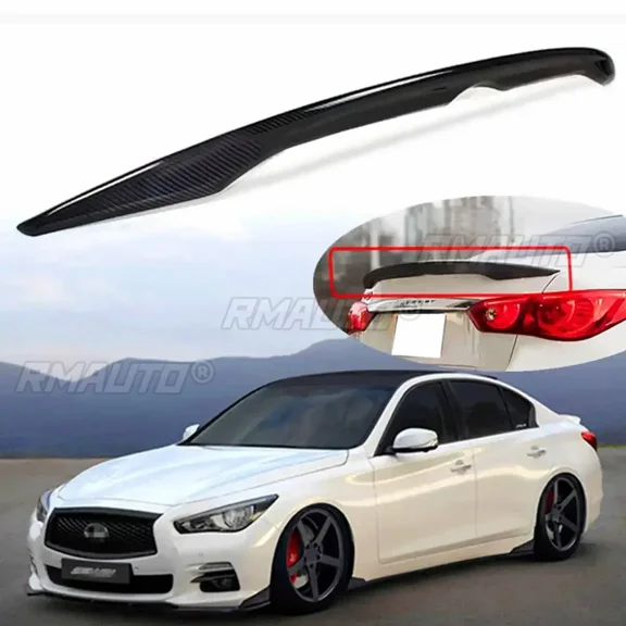 New Real Carbon Fiber Car Rear Trunk Spoiler Lid Extension For INFINITI Q50 ALL MODELS 2014-2017 Rear Wing Spoiler Lip Body Kit