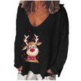 thumbnail image 2 of Pntutb - Camiseta de manga larga con cuello en V y estampado informal para mujer Pntutb Pntutb-2158, 2 of 6