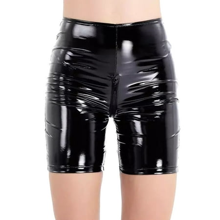 Yuhangmm Women s High Gloss Leather Sexy Zipper Open Sexy Shorts Sexy Underwear Lingerie for Women Valentine s Day
