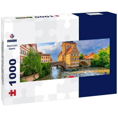 Bamberg, Germany. Town Hall of Bamberg (Old Town Hall) with two bridges over the Regnitz river. Upper Franconia, Bavaria 1000pc Panoramic Puzzle