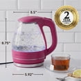 thumbnail image 3 of OVENTE Electric Kettle, 1.5L Borosilicate Glass Countertop Water Heater and Boiler for Coffee or Tea, BPA-Free, Auto Shut-Off, Boil-Dry Protection, Removable and Washable Spout Filter, Pink KG83F, 3 of 8