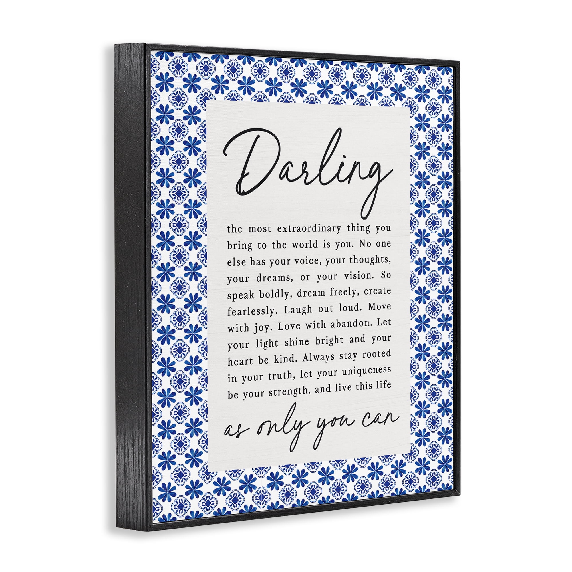 Darling Only You Can Inspiring Black Framed Giclee Art, design by Lettered and Lined