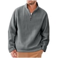 thumbnail image 1 of pstuiky Camisas de invierno de manga larga para hombre, Sudadera con cuello alto, manga larga y cremallera de un cuarto para hombre, color liso top de hombre xxl, 1 of 8