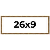 26x9 Frame Gold Kingsley Distressed Solid Wood Picture Frame Width 0.75 Inches | Interior Frame