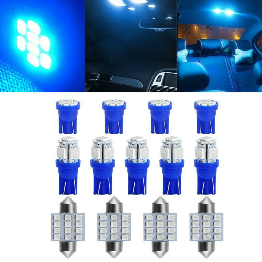 13PCS LED Lights Interior Package Kit Fit For Dome License Plate Lamp Bulbs Blue