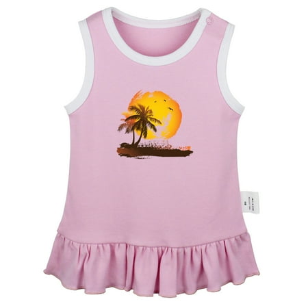 

Nature Palm Tree Pattern Dresses For Baby Newborn Babies Skirts Infant Princess Dress 0-24M Kids Graphic Clothes (Pink Sleeveless Dresses 12-18 Months)