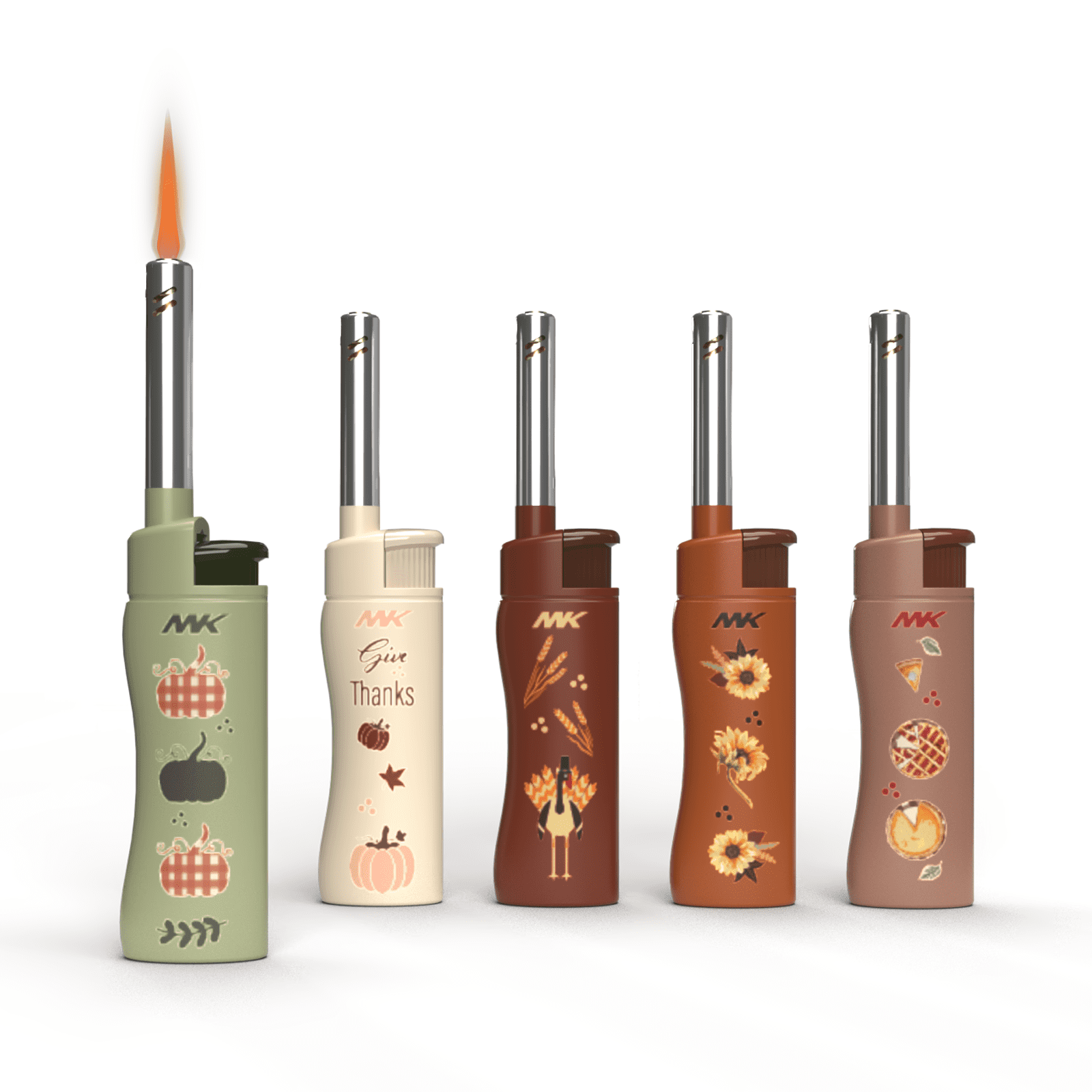 MK rechargeable lighter, windproof portable daily-use lighter with adjustable flame, 5PCS