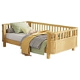 thumbnail image 3 of Sesslife Toddler Bed, Wood Twin Platform Bed Frame, Twin Size Bed Frame with Salts and Safety Fence for Boys Girls, Low Profile Bed Twin with Removable Guardrail, No Box Spring Needed, Natural, 3 of 10