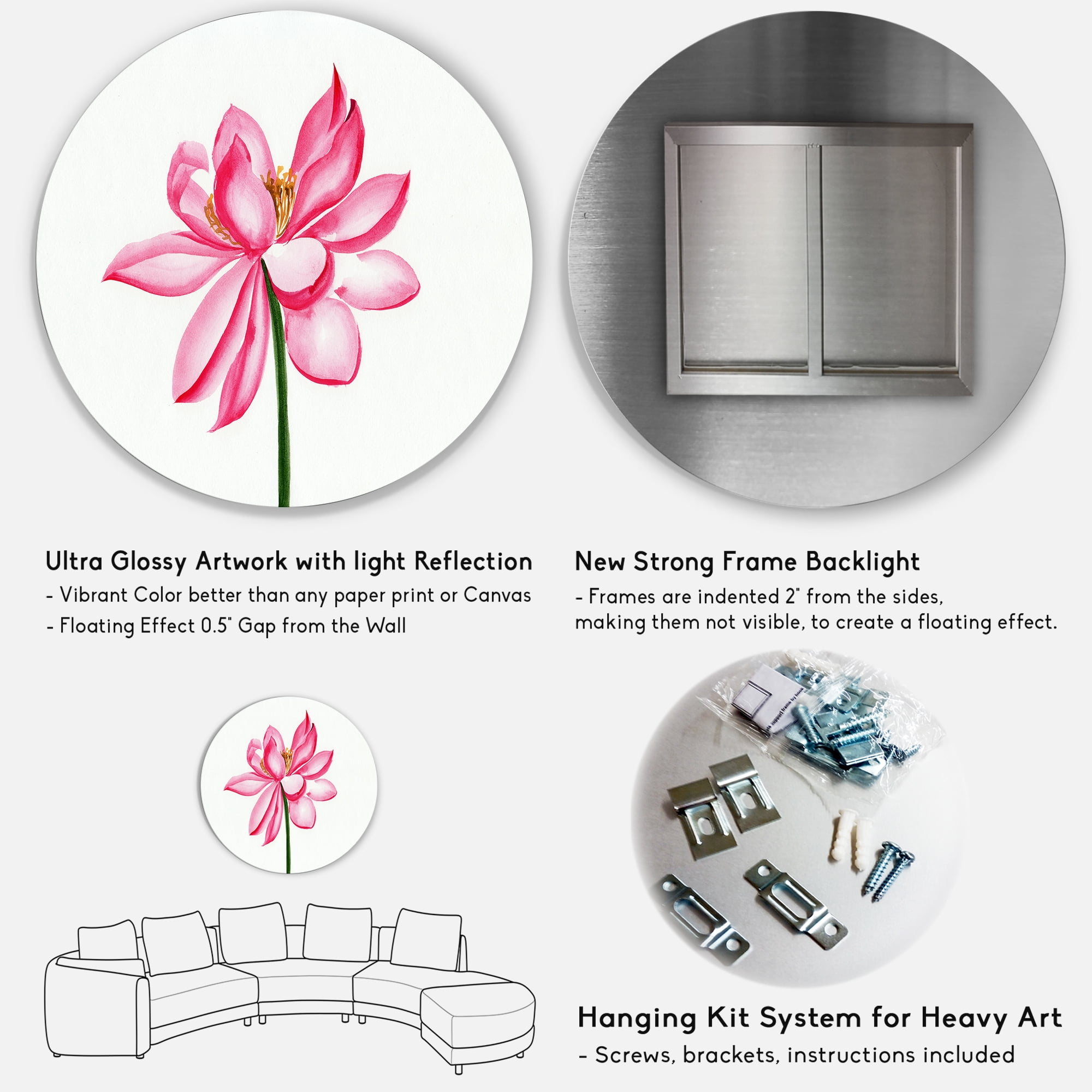 Designart 'Ancient Detail of A Pink Lotus' Traditional Circle Metal Wall Art 36x36 - Disc of 36