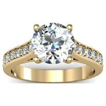 SuperJeweler 2 1/2 Carat Round Shape Moissanite Engagement Ring In 14 Karat Yellow Gold For Women