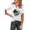 thumbnail image 4 of ABPHQTO Camiseta gráfica de manga corta con estampado de trébol de leopardo a cuadros blancos para mujer, 4 of 5