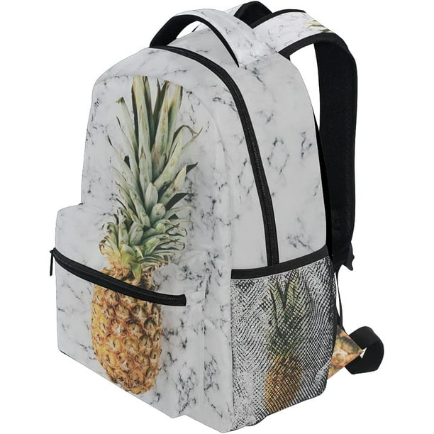 Marble Backpack Black and White Pineapple Bookbag for Girls Boys