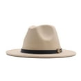 thumbnail image 2 of XIAOCHA Solid Wide Brim Fedora Hat for Womens Adjustable Hat Band for Horse Riding Ranch Fedoras,Beige, 2 of 2