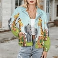 thumbnail image 3 of Jackets for Women Winter Coat Jackets Flannel Stand Collar Jacket(Cute Safari Animals in Garden,Size:S-4XL), 3 of 7