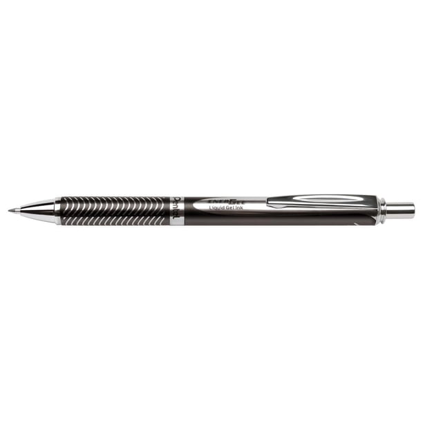 Bolígrafos de gel EnerGel retráctiles Pentel, punta de metal, tinta negra de 0,7 mm (BL407A-A)