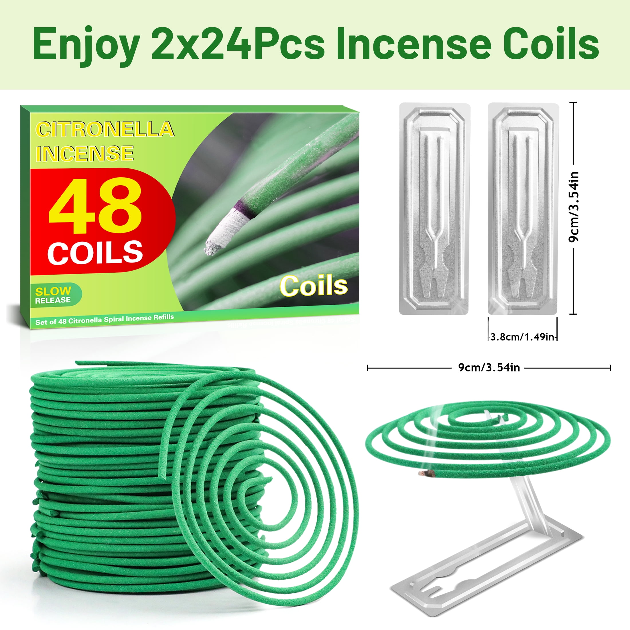 SCENTORINI Citronella Coils, 48 Pcs Lemongrass Incense for Backyards, Pool Side, Patio, Including Holder