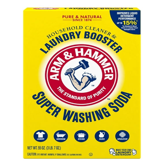 Arm & Hammer Super Washing Soda Detergent Booster & Household Cleaner, 55oz.