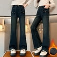 thumbnail image 5 of Esaierr Kids Fleece Jeans Pants Flare for Girls,Big Little Girls Denim Pants Fall Winte New Jeans Flare Pants for Girls High Waisted Jeans Youth Thick Warm Jeans for 4-14Years, 5 of 7