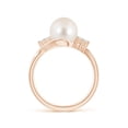 thumbnail image 2 of ANGARA Freshwater Cultured Pearl Bypass Ring with Diamond Trio in 14K Rose Gold for Women | June Birthstone, Birthday, Anniversary, Jewelry Gift for Women | Pearl Ring, 2 of 8