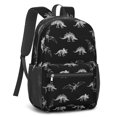 thumbnail image 2 of Dinosaur and Bone Black Pattern 17" School Backpacks for Teens,Waterproof Oxford Fabric,S-Shape Padded Straps for School,Travel,Hiking,Camping, 2 of 6