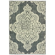 Laurette Oriental Outdoor Area Rug, Grey/ Ivory 4, 8' x 11'