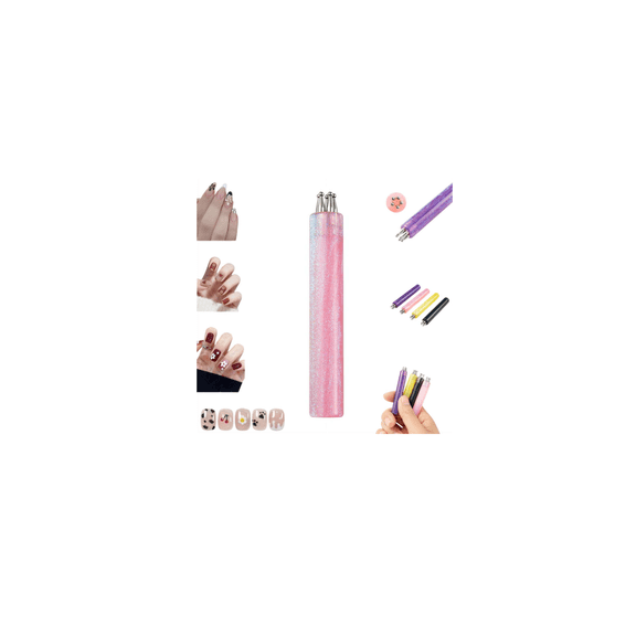 5 Petal Flower Nail Dotting Pen, Nail Polish Dotting Tool, One Stroke Flower Design Tool, 1.8mm Fine Tip Rhinestone Pickers for Women Adults DIY Fingernail Craft