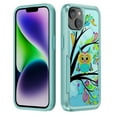 thumbnail image 3 of For Apple iPhone 14 (6.1") Pattern Design Hybrid Bumper Rugged Dual Layer Heavy-Duty Military-Grade TPU Hard Phone Case Cover by Xpression - Blue Owl, 3 of 10