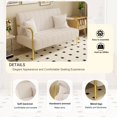 thumbnail image 5 of 59"Beige Teddy Fleece Sofa with Golden Stainless Steel Frame and 2 Throw Pillows, 5 of 7
