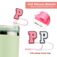thumbnail image 3 of 2pcs Heart Letter Charm Accessories with 2pcs 8mm Straw Cover Cap for Tumbler Cup (Letter P), 3 of 4