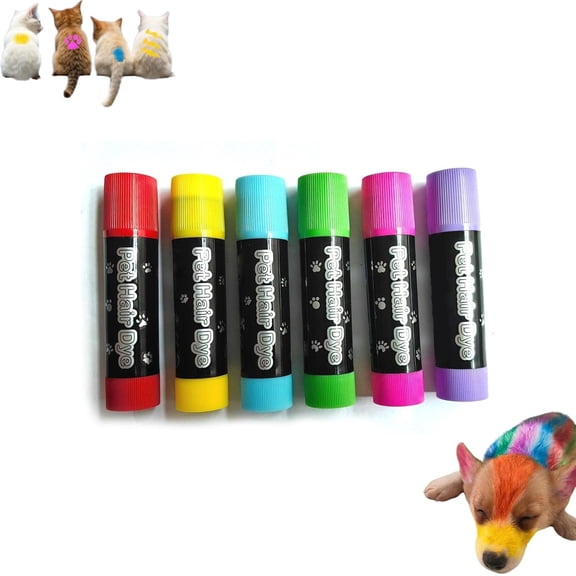 Pet Hair Chalk for Dogs, 12PCS Washable Pet Paint Pen Temporary, DIY Creative Hair Chalk, Easy to Apply, Bright Color for Cats Dogs and Horses (6PCS)